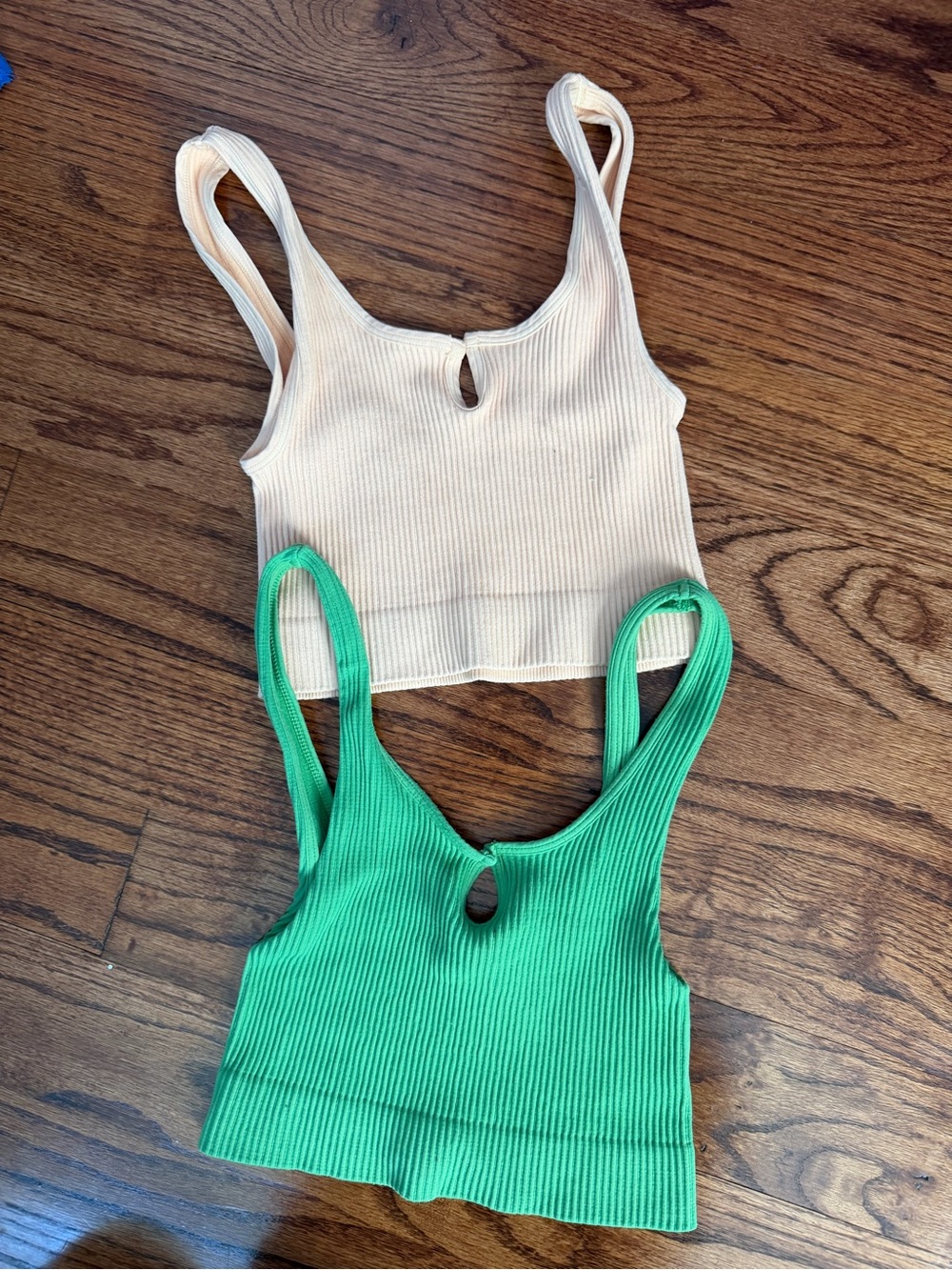 Tilly's Ribbed Crop Tank - Green & Light Orange